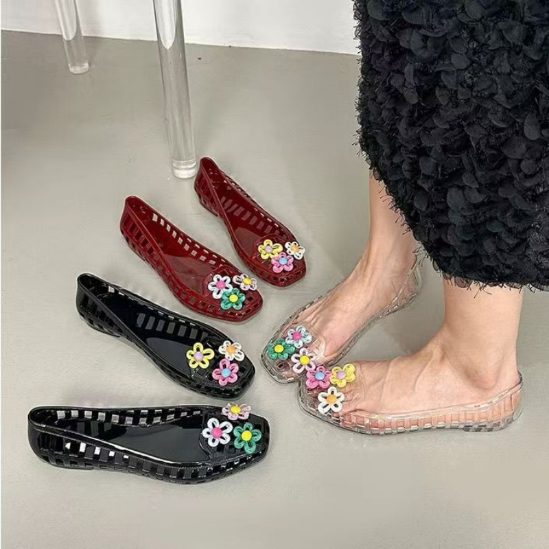 Women'S Accessories For Shoes - รองเท้าเจลลี่ลายดอกไม้แฮนด์เมดสุดน่ารักสไตล์โดพามีน พร้อมหัวเข็มขัดตกแต่งรองเท้า DIY อุปกรณ์เสริมรองเท้า เครื่องประดับรองเท้า รองเท้าบัลเล่ต์
