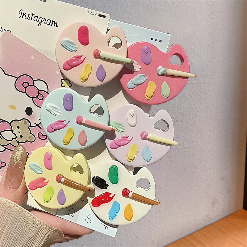 Women Accessories Drawing - กิ๊บติดผมน่ารัก ลายกระดานวาดภาพ กิ๊บปากเป็ด สไตล์สาวหวาน มินิ สำหรับฤดูใบไม้ผลิและฤดูร้อน