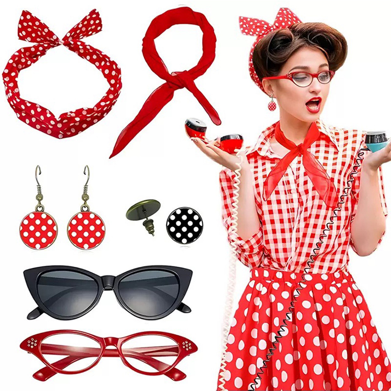 Women'S Accessories In The 1950S - ชุดเครื่องแต่งกายแฟนซียุค 50 สำหรับผู้หญิง ผ้าพันคอ ผ้าโพกศีรษะ แว่นตาทรงตาแมว