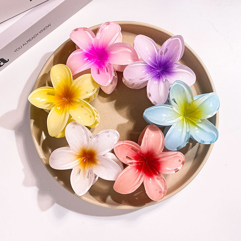 Women Accessories In Wholesale - 1/6PCS 8 ซม.ผู้หญิงคลิปผมดอกไม้วันหยุดโบฮีเมียไข่ดอกไม้ Shark คลิป Barrettes