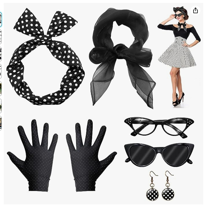 Women'S Accessories In The 1950S - 50S ดิสโก้1950s ชุดแฟนซี S ชุดฮาโลวีนผูกโบว์ผ้าพันคอลายจุด Bando