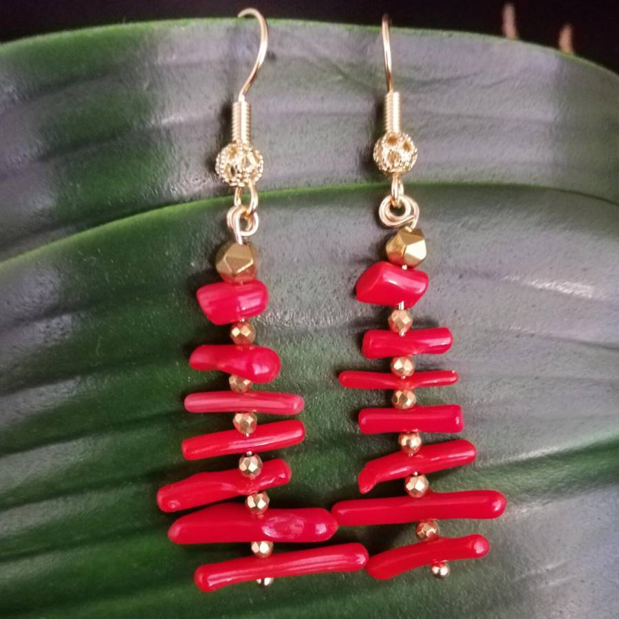 ต่างหูระย้าพู่ยาวประดับปะการัง - Tassel Earrings Boho บทวิจารณ์และราคา