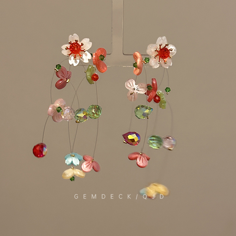 ต่างหูแบบหนีบลายดอกไม้พร้อมพู่ - Tassel Earrings Boho บทวิจารณ์และราคา
