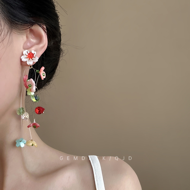 ต่างหูแบบหนีบลายดอกไม้พร้อมพู่ - Tassel Earrings Boho บทวิจารณ์และราคา