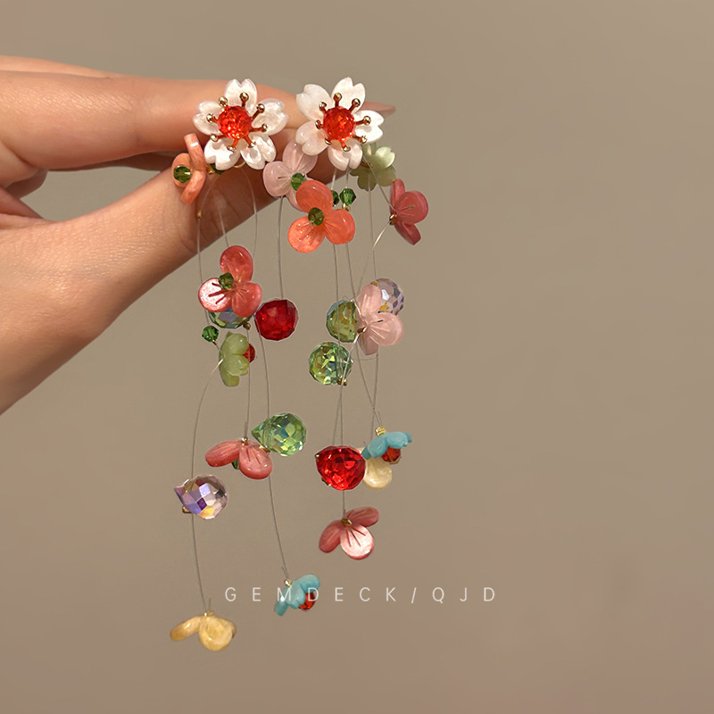ต่างหูแบบหนีบลายดอกไม้พร้อมพู่ - Tassel Earrings Boho บทวิจารณ์และราคา