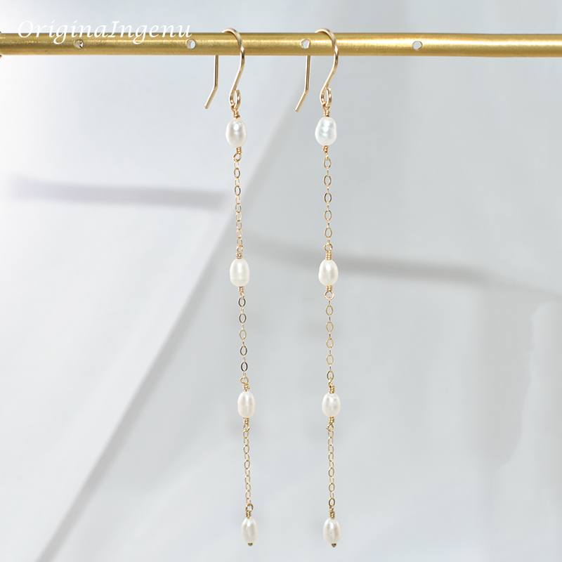 14K Gold Filled ไข่มุกธรรมชาติ - Tassel Earrings Boho บทวิจารณ์และราคา