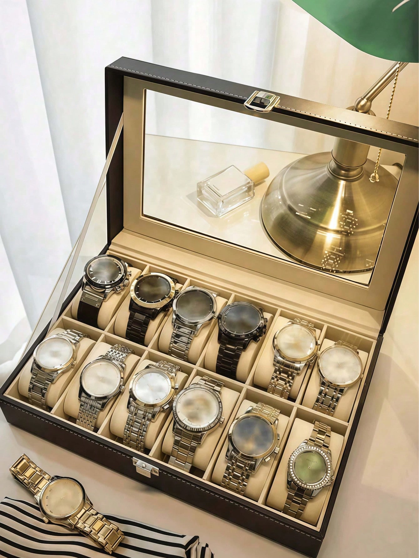 กล่องใส่นาฬิกาหนังพร้อมกุญแจล็ - Women Accessories Box บทวิจารณ์และราคา