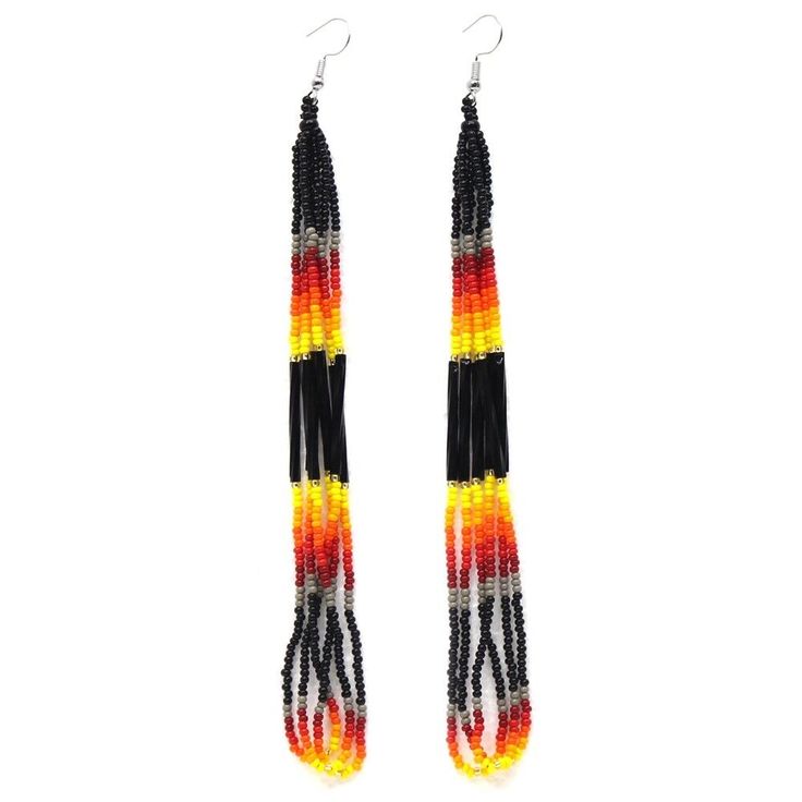 ต่างหูลูกปัดข้าวพู่สีไล่ระดับส - Tassel Earrings Boho บทวิจารณ์และราคา
