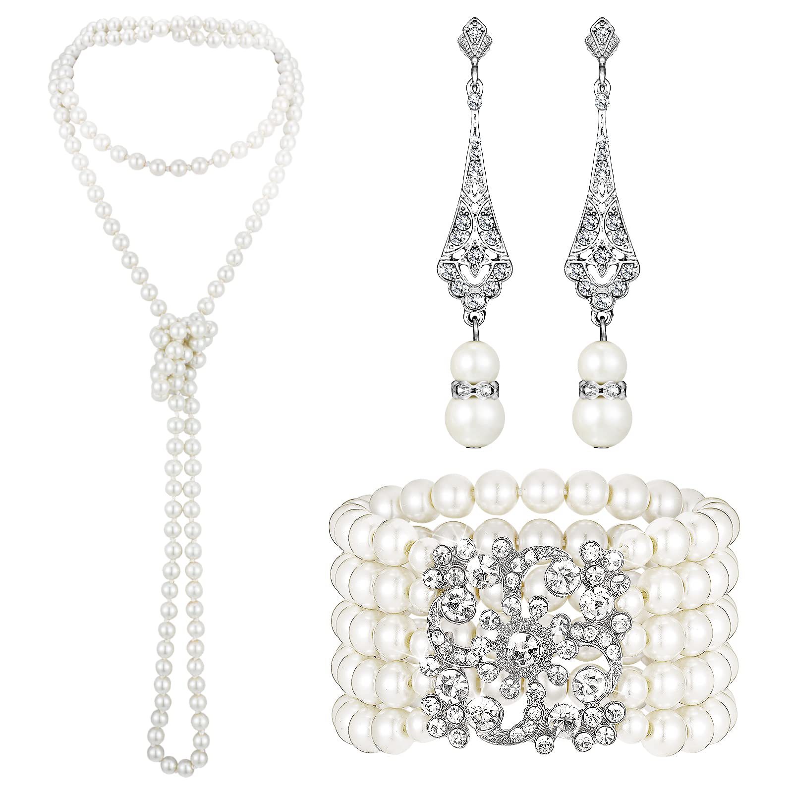 3-piece Set of Long Pearl Neck - Women'S Accessories In The 1950S บทวิจารณ์และราคา