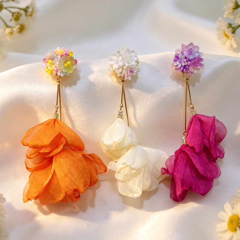 ต่างหูหนีบแบบใหม่ประดับพู่ดอกไ - Tassel Earrings Boho บทวิจารณ์และราคา